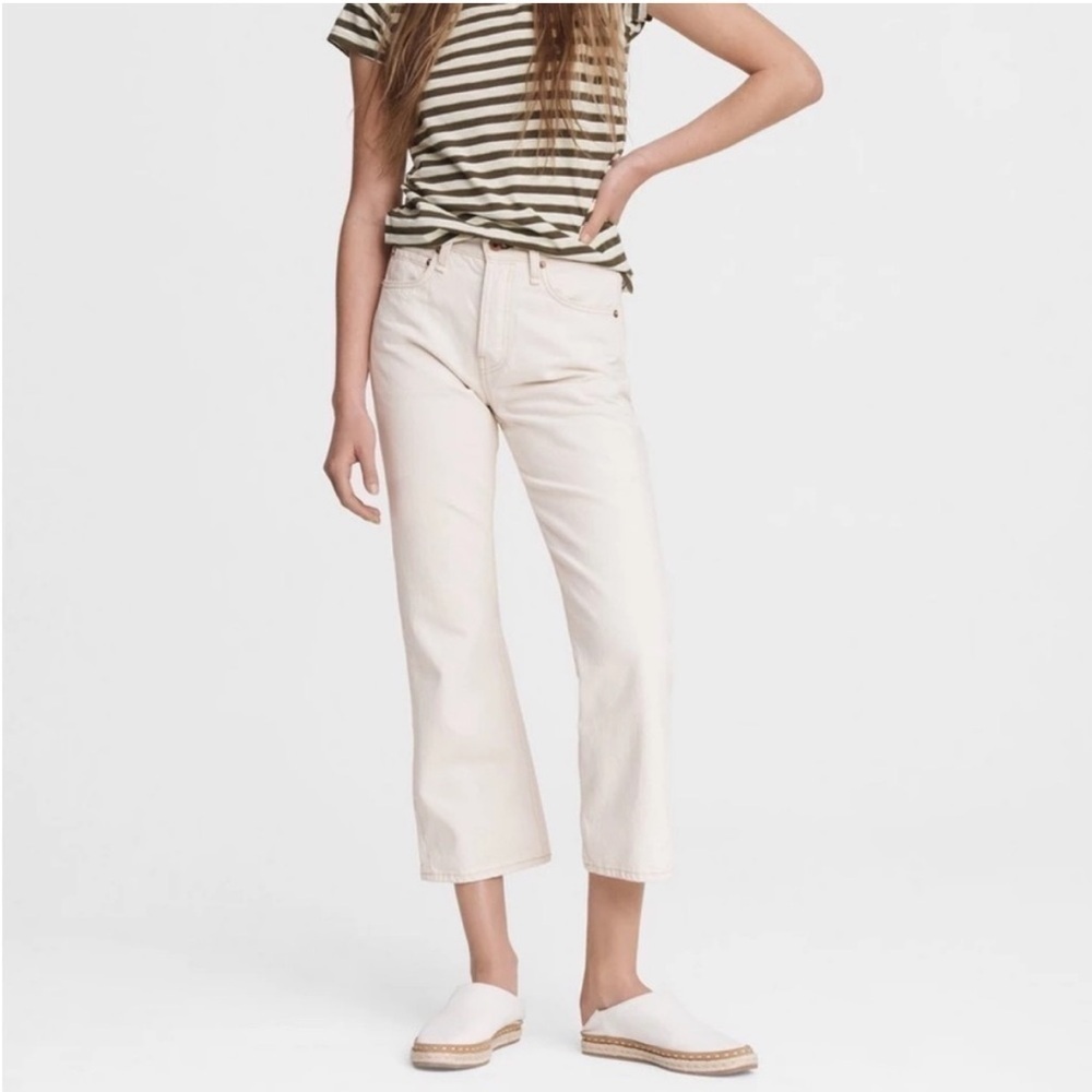 rag & bone Cream Wide Leg Cropped Jeans